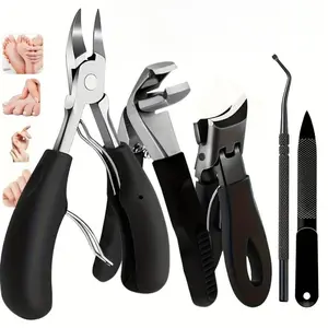 5-piece Stainless Steel Toe Nail and Thick Nail Care Set, with Nail Clippers, Callus Scissors, Beauty Tools, Neutral Classic Handles, Suitable for Home Nail Sets