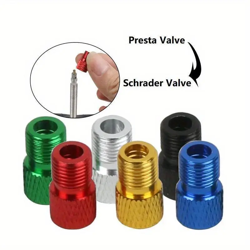 4PCS Aluminum Alloy Bike Tire Valve Adapter Convert Presta To Schrader Valve Bicycle Pump Air Nozzle Tube Tools Bicycle Accessories Fitting Tools