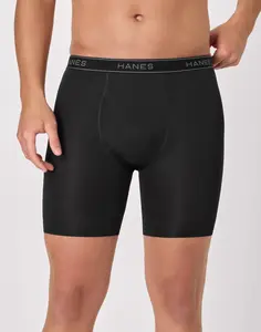 Hanes 6-Pack Underwear for Men, Boxer Briefs – Performance Stretch – Moisture-Wicking Fabric