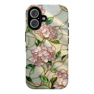 Stained Glass Hydrangea Phone Case |Elegant Floral Pattern Protective Cover For iPhone 17 Pro Max 16 15 14 13 12 11 for Samsung S21 S22 S23 S24 S25 S26 Phone Case