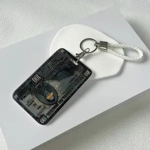 Vintage 100 Bill Art Pattern Durable Hard Plastic ID Badge Holder with Personalized Lanyard Slide Design for Cards Transparent Window Compatible with Credit, Metro, Bus Cards-Nurse, Doctor, Student Accessory