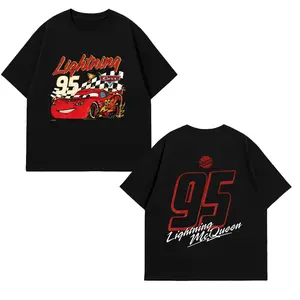 Lightning 95 Cartoon Racing Car T-Shirt Gildan Unisex Graphic Tee - Funny Red Race Car Shirt, Vintage Cartoon Vehicle Tee, Kids Racing Car Lover Gift, Casual Streetwear Cotton Shirt