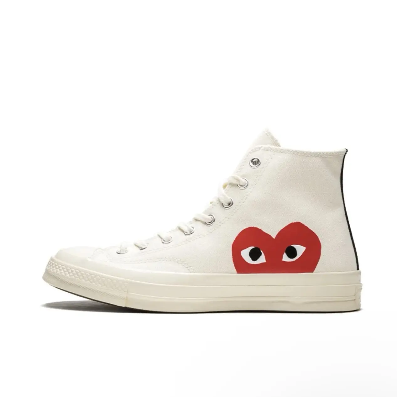 Converse Chuck Taylor All Star 70 Hi Comme des Garçons PLAY White Vintage Athletic Sports Shoes, Trendy Trainers for Men’s Daily Casual Fashion Wear