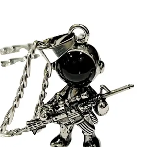 Astronaut Pendant W/chain - Stainless Steel
