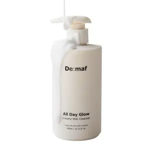 De:maf All Day Glow Creamy Milk Cleanser | Gentle Face Wash for Sensitive Skin, Korean Face Wash & Hydrating Facial Cleanser with Hyaluronic Acid, Ceramides, Panthenol (10.14 fl oz)