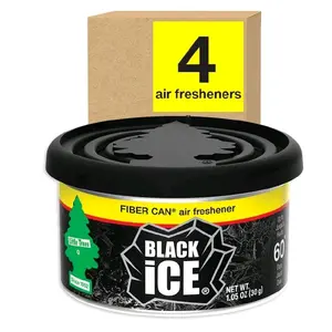 Black Ice Fiber Can Air Fresheners 4 Pack - 1.05 Oz Each - Ideal for Cars Trucks Garages Offices & Homes - Freshener Cans