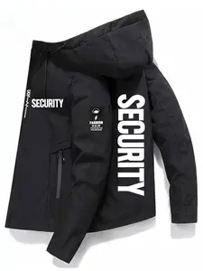 Men's Quiksilver Vertical Logo Waterproof Windbreaker, Hooded Outdoor Surf Jacket, Fitted Casual Geometric Pattern, All Seasons