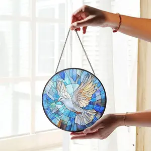 Dove Stained Glass SunCatcher Dove Bird Light Catcher Window Hanging Home Peace Doves Decoration Gift