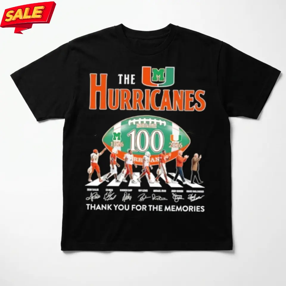 [SALE OFF 50%] The 100 Years 1926-2026 Hurricanes Thank You for the Memories Signatures shirt