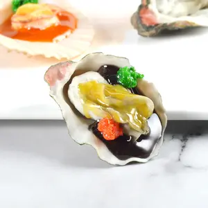 Simulation Food barbecue Key Chain Oyster Scallop Model KeyChain Aquatic Seafood Decoration Ornaments Toys Small Gift Jewelry