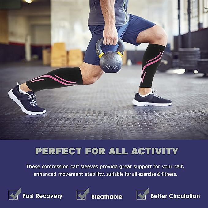 STANDWAY Compression Calf Sleeves (15-20MMHg), Improve Circulation and Prevent Calf Fatigue, Perfect Option for Men & Women for Running, Travel, and Nursing.