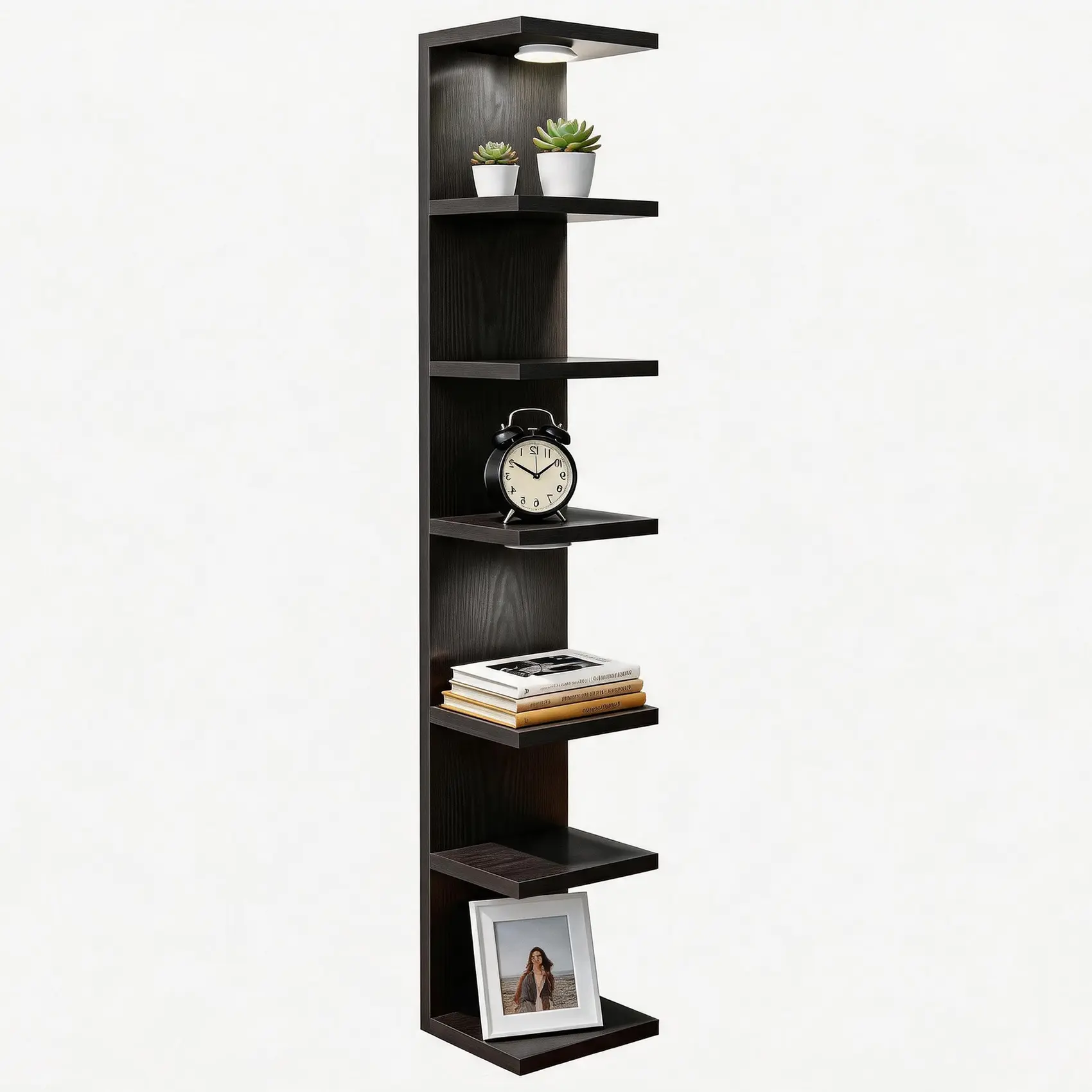 FIXWAL 7-Tier Floating Shelves with LED Lights, Wall-Mounted Home Organizer for Living Room Bedroom Storage Display Racks