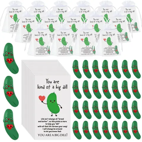 30 Set Valentine's Pickle Emotional Support Pickle Gift with Card Positive Pickle Potato Resin for Valentine's Gift Employee Appreciation Gifts Appreciation Gift for Coworkers Colleagues Christmas Stocking Stuffer Classroom Reward Gifts