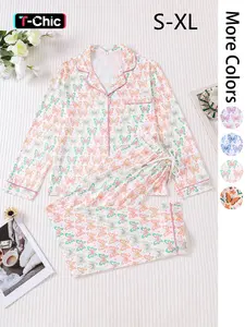 2 pieces of women's butterfly printed long sleeved pants Pajama Loungewear set with pockets Fitted suitable for all seasons, fashionable, comfortable, trendy, trendy, elegant home wear