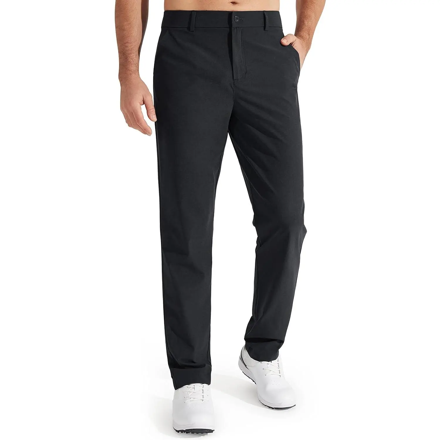 Libin Menswear Men's Golf Pants - Stretch, Quick-Dry, Lightweight Fabric Trousers with Belt, Pockets, 30"/32"/34" Waist, Suitable for Work & Casual Wear