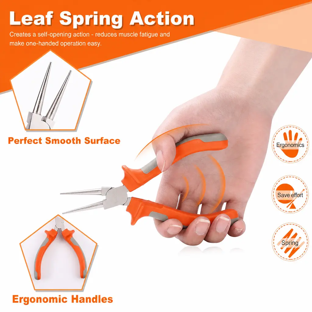 【FathersDayGift】5 Inch Round Nose Pliers - Mini Ultra Tapered Jaw Precision Nippers with Spring - Ideal for Small Jewelry Making & Crafting jewelry pliers,round nose pliers,round nose pliers for jewelry making
