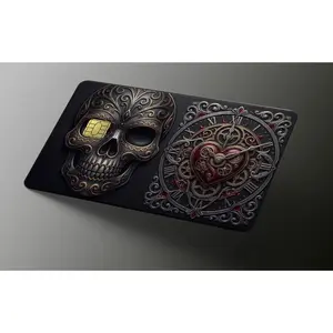 Steampunk Gothic Skull & Mechanical Clock Credit Card Skin