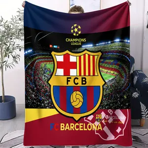Barcelona Football Club Themed Thick Warm Blanket, Suitable For Sofas, Camping, World Cup, Travel Plane Covers, Perfect For Birthday Gifts For Teenagers And Fans