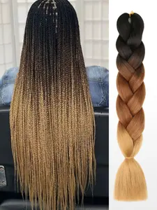 24 Inch Braided Hair Extensions Thick Braids Soft Synthetic FiberBlack-to-Blonde Ombre Unisex Perfect for Parties Holidays Music Festivals Christmas Halloween Date Nights Cosplay Events and More