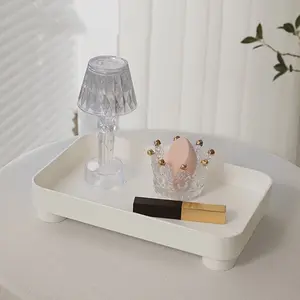 bathroom organizer, sink  tray, perfume diffuser tray or shelf, tabletop cosmetics tray, key ornament tray office storage White White