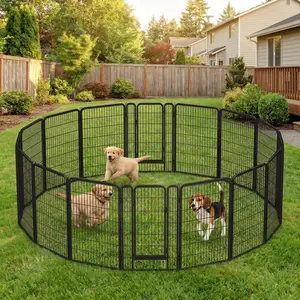 Costoffs 47″Tall 16/24/30/32 Panels Heavy Duty Dog Playpen with Gate, Foldable Metal Exercise Barrier for Small Animals, Indoor & Outdoor Use