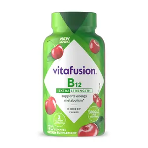 Vitafusion Extra Strength B12 Gummies 3000mcg Cherry Energy Boost 170 Count Gluten-Free Natural Flavor