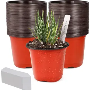 4" Small Plastic   Pot/Pots (100pcs) Seedlings Flower  Container Seed Starting Pots , Come with 100 count  Labels