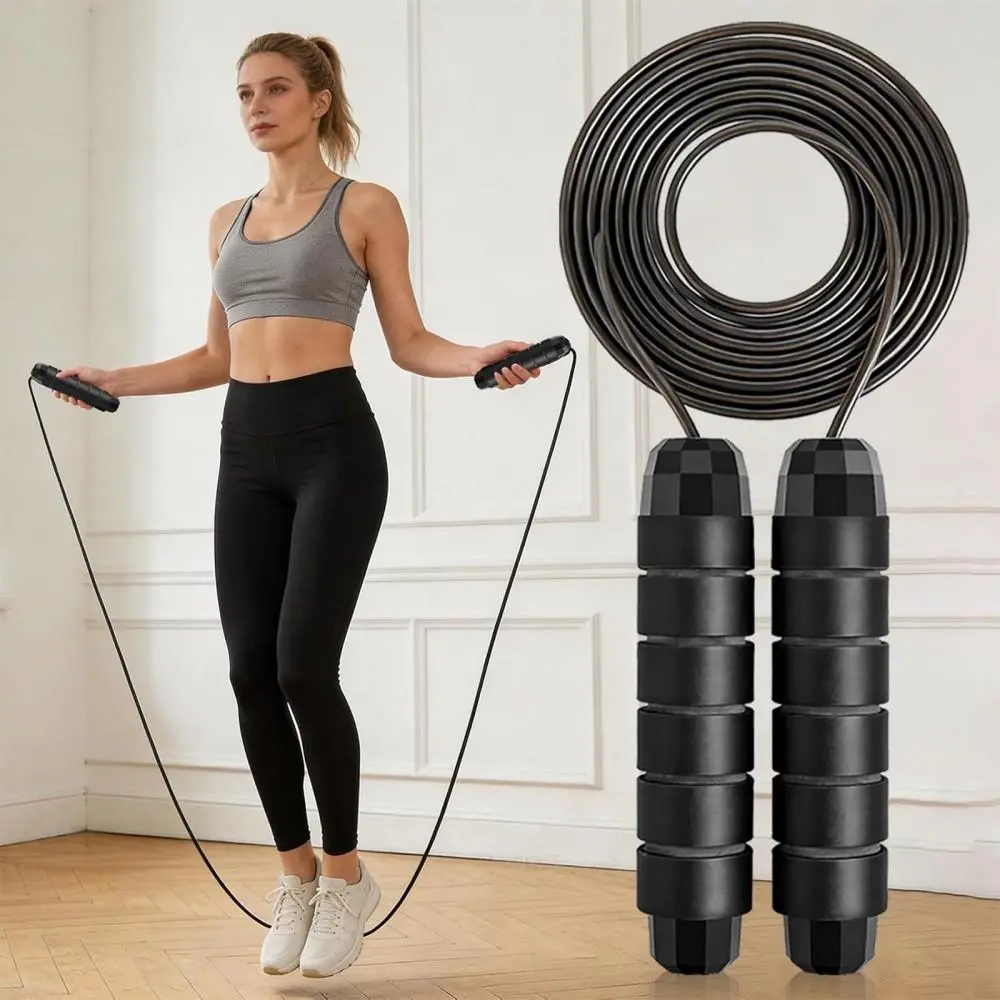 Soft Padded Grip Jump Rope, Tangle Resistant Steel Wire Cord for Daily Indoor Activity(1pcs）
