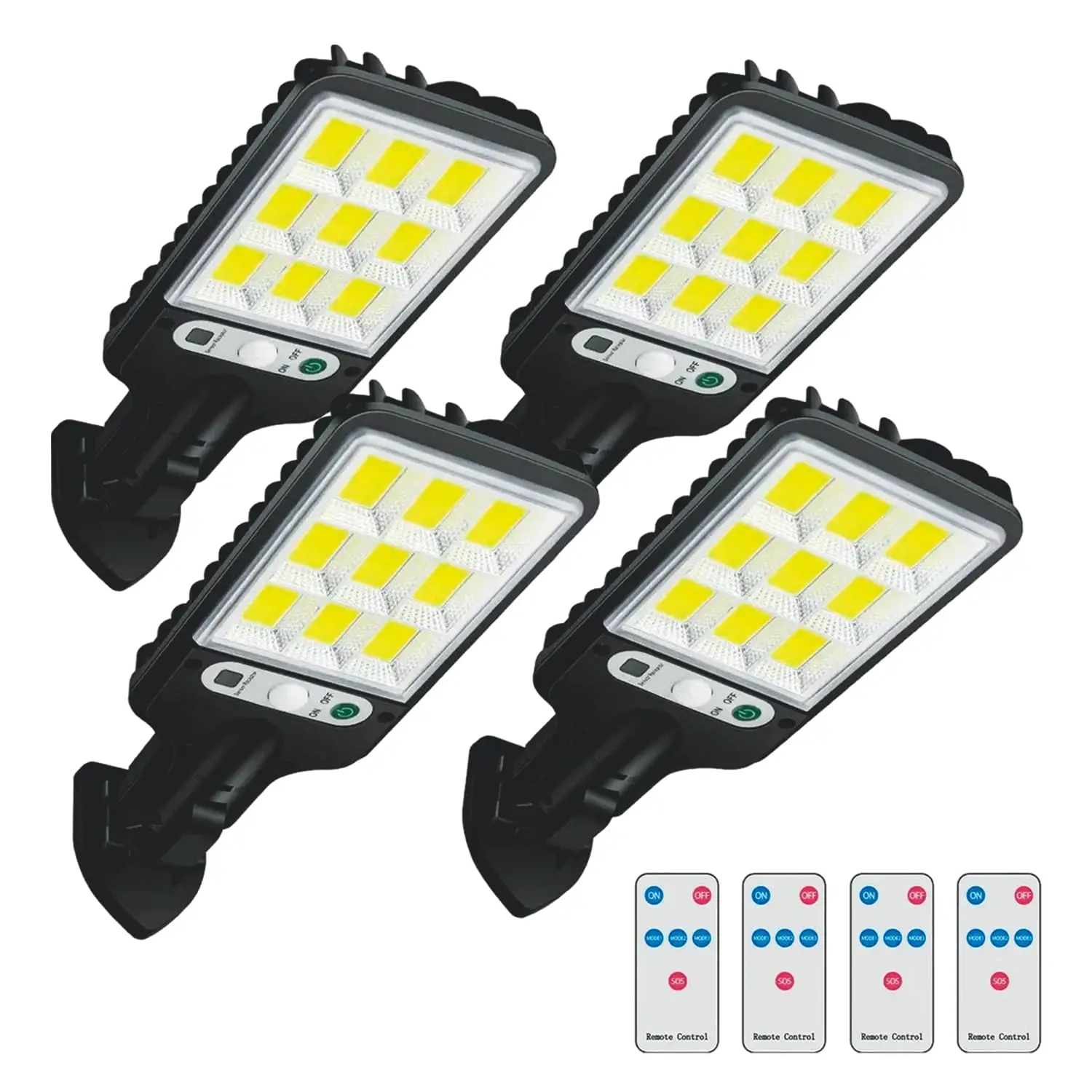 Solar-Powered Outdoor Wall Flood Lights - IP66 Waterproof, Dusk-to-Dawn & Motion Sensor, Remote Control, for Pathways, Commercial Areas, Parking Lots