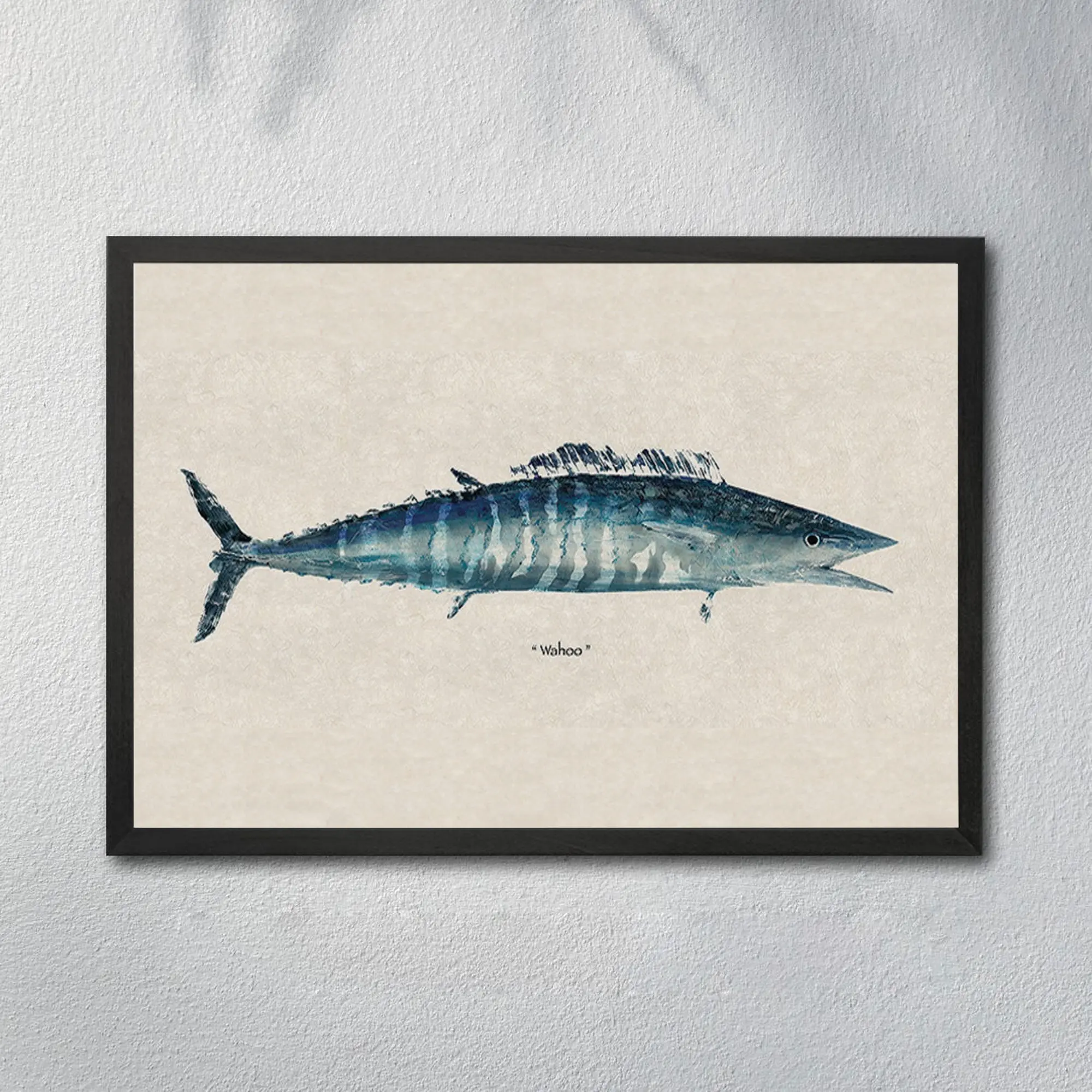 Wahoo Gyotaku Fish Poster, Vintage Coastal Wall Decor, Ocean Wall Print, Fishing Lodge Decor