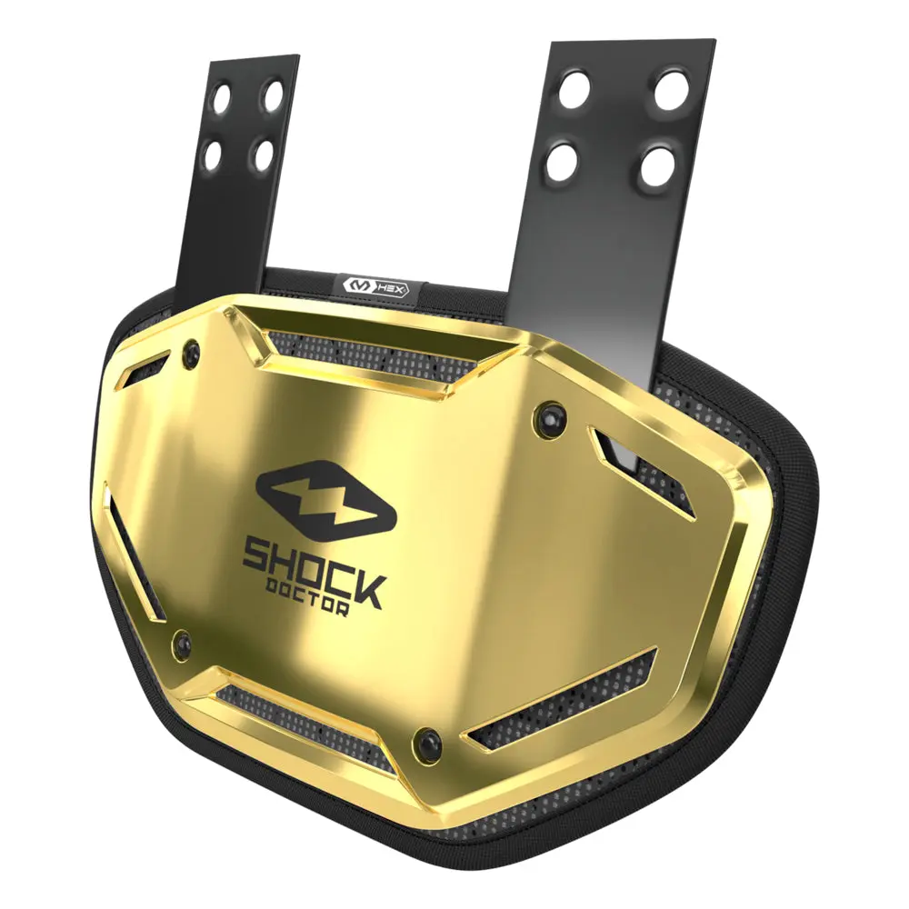Shock Doctor Showtime Gold Chrome Back Plate MAX PROTECTION Comfort Speed Ventilated HEX Padding