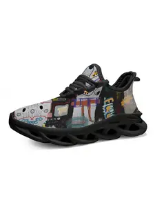 Exclusive Recommendation Unique Print Graffiti Style Kids Sports Shoes, Fashion Q Version Art Style, Vibrant Colorful Graffiti Design