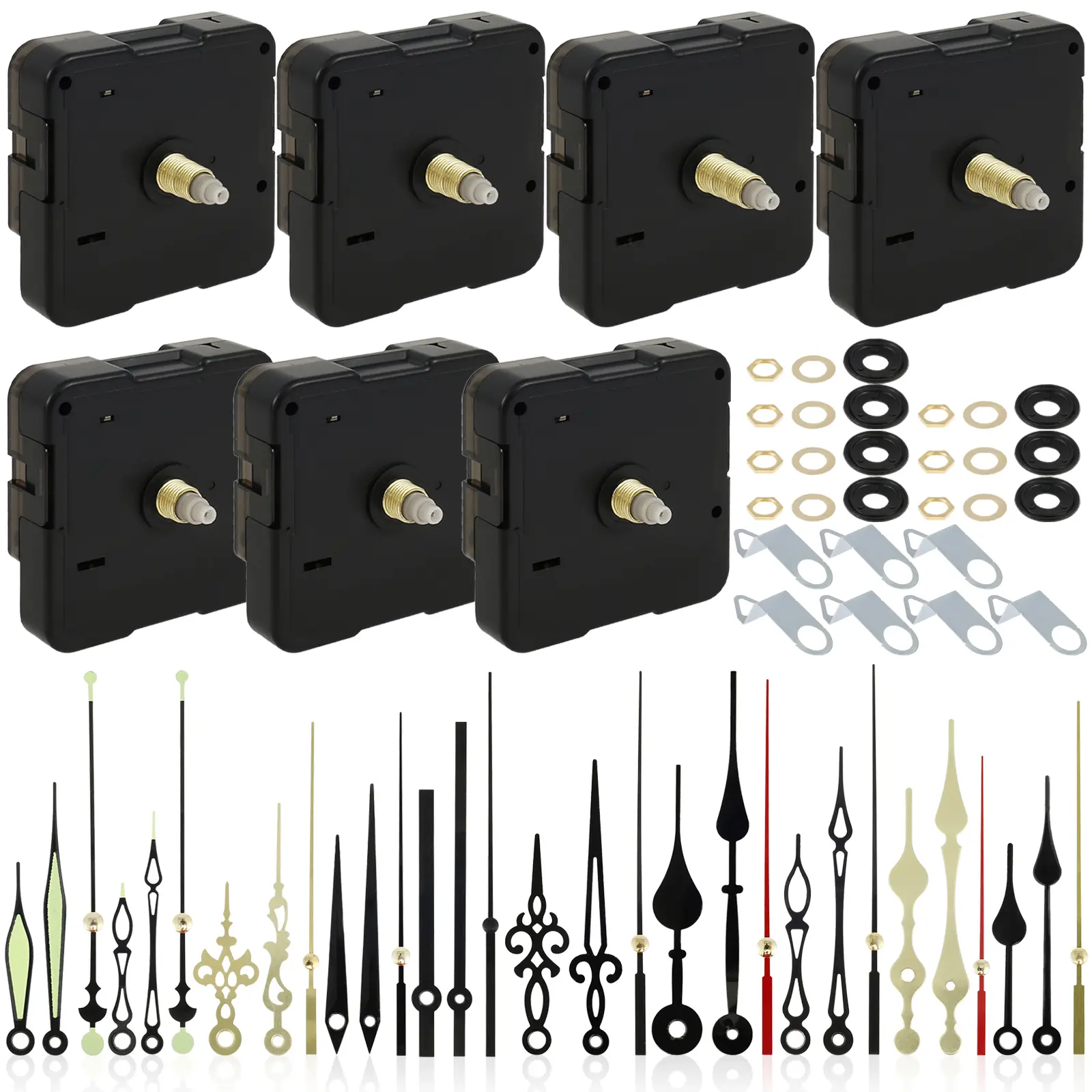Clock Mechanisms Powered Kit Silent Quartz Clock Movement with 10 Styles Aluminium Clock Hands DIY Quartz Wall Clock Replacement Movement Parts for DIY Clock and Repair