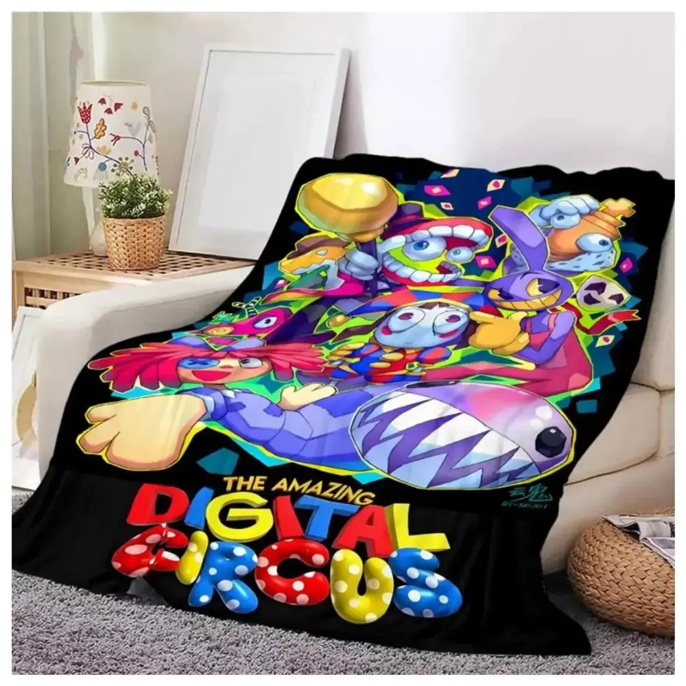 The Amazing Digital Circus Themed Flannel Blanket, Cartoon Pattern Blanket, Warm Cozy Blankets for Sofa Chairs Bed Office Home, Perfect for Cartoon Fans Suitable as a gift sizes 60*80,30*40 ,40*50 50*60