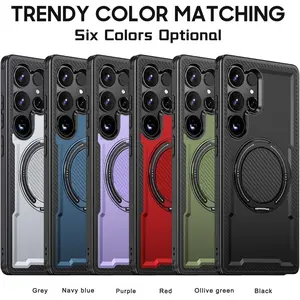 for Samsung Galaxy S25 Ultra/ Galaxy S24 UltraPhone CaseBuilt-in 360 °   Rotatable Phone Holder Compatible with MagSafe Military-Grade Shockproof Phone Protective Case,  Smartphone Cover Protection Casing