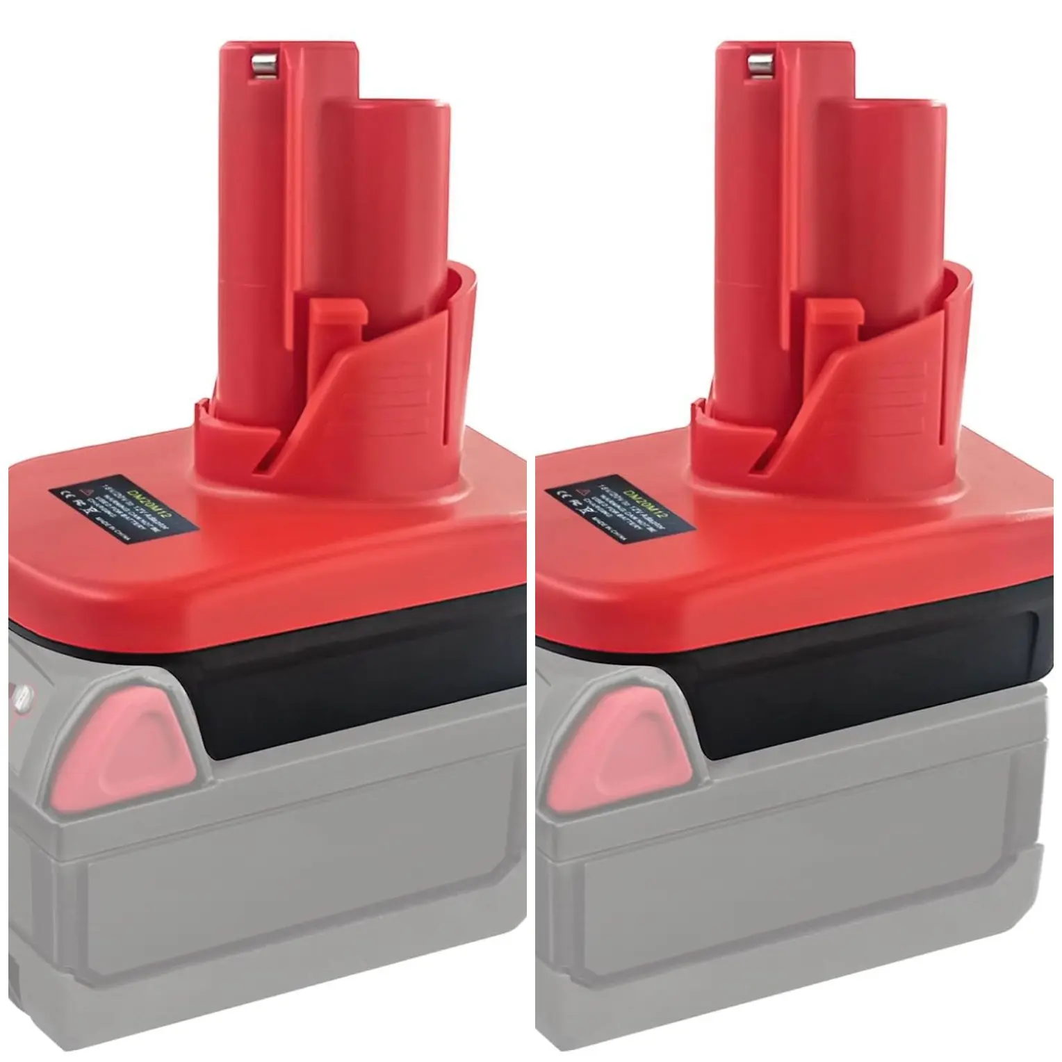 DM18M12 Portable Battery Adapter - Dewalt 20V & Milwaukee M18 to Milwaukee M12, Durable ABS Material, Non-Charging Design, 6-Month Warranty, Compatible with M12 Power Tools