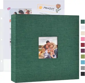 12x12 Inch DIY Scrapbook Photo Album with 20 Sleeves 40 Pages Cover 3 Ring Folder Binder for Wedding Baby and DIY Projects (Dark Green)