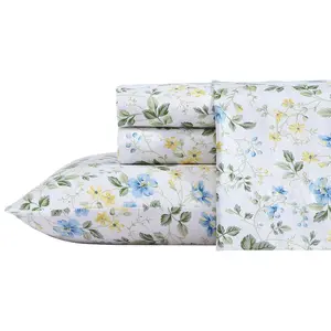 Laura Ashley Meadow Floral Cotton 4-Piece SheetSet-Queen