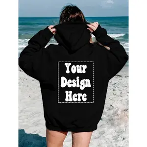 Personalized Photo Print Hoodie for Women, Casual Geometric Pattern, Comfortable Fabric, Long Sleeve Pullover with Front Pocket, All-Season Hooded Sweatshirt