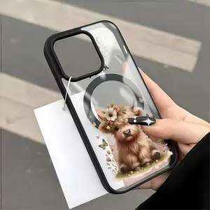 Sty-Highland Cow Durable Shockproof Smartphone Case, Stylish Simple "Peace Be with You" Design, Valentine's Day Protection Accessory Casing for iPhone 11 12 13 14 15 16 17 Pro Max Air Plus
