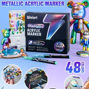 Metallic Acrylic Markers Set, 48 Colors Liquid Metal Sign Pen, Ceramic Glass Plastic Signature, School Office Supplies, Easter Gift