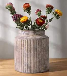 Ivydale Ceramic Flower Vase 7 Inch Rustic Vases Modern Terracotta Vase Short Wide Mouth Vases for Flowers Plants Home Decor Entryway Table Bedroom Indoor Decorative(Terracotta)