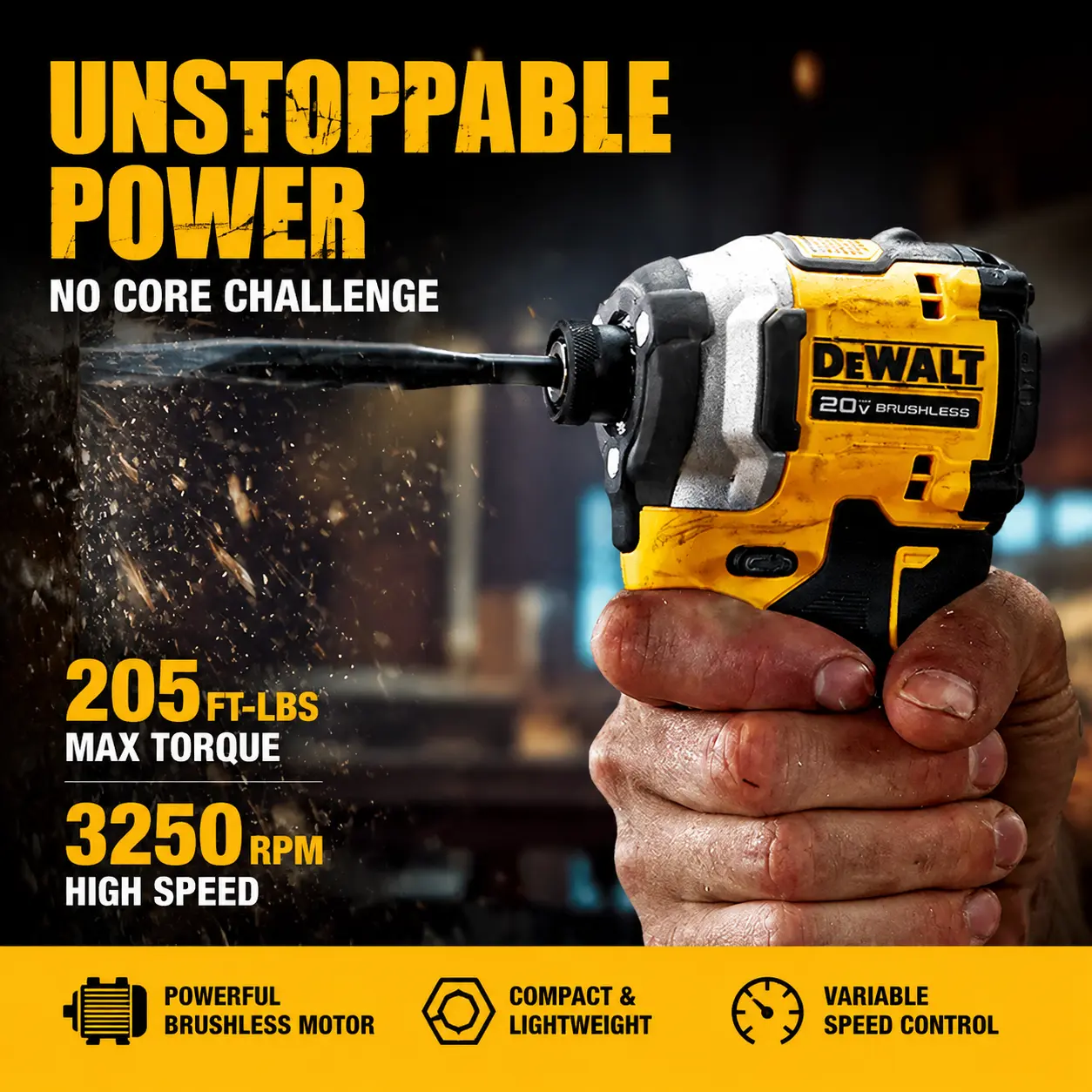 DEWALT DCF850  Brushless Impact Driver, High Torque Electric Screwdriver Tool for Hardware & Multitool Applications