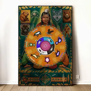 Seven Grandfather Teachings Poster - Medicine Wheel Native American Wisdom Wall Art Print - Spiritual Decor