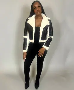 Black Faux Fur Aviator Jacket