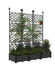 PP Climbing Frame with Plant Box Set, Upgrade & Reinforcement of the Climbing Frame, Recessed Set of 3, Climbing Plant Support, Vertical Garden Planter, Outdoor Climbing Frame