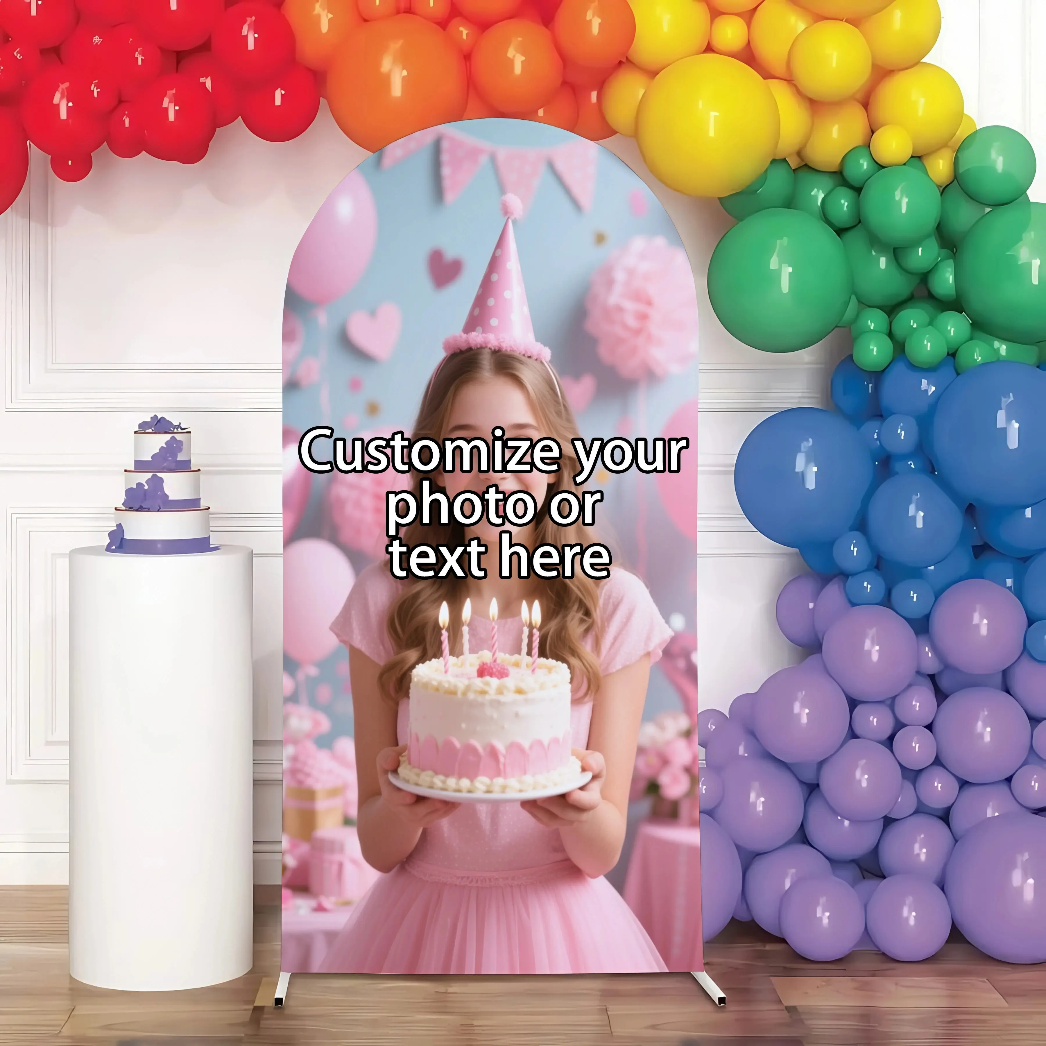 Customizable Double-Sided Arched Background Cloth Cover, Elastic Fabric, Optional for Selfies, Pets, Babies, or Other Photos