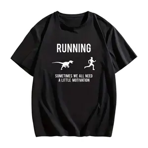 Funny Dinosaur Graphic T-Shirt – Men's Raptor Chase Running Tee