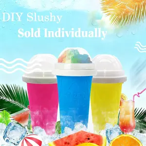 DIY Silicone Slushy Cup for Juices and Ice Cream, Magic Freezing Squeeze Cup with Straw, Non-Leak Lid, Perfect Gift for Friends and Family, Popsicle Mold