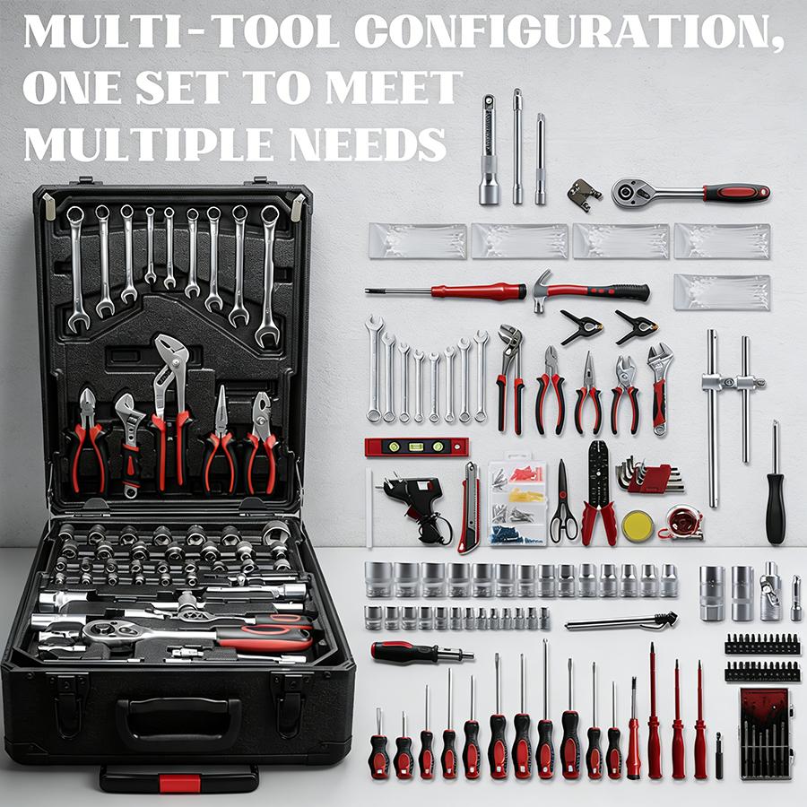 899-Piece Tool Set - High-Capacity Portable Metal Tool Case,Wheeled Mobile Tool Cabinet, and 4-Tier Aluminum Alloy Storage Unit- A Complete Kit for Mechanical Repair & Home Maintenance - ThePerfect Father's Day Gift